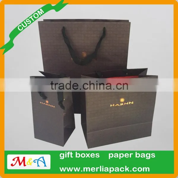 Accept Custom Order Gift Bags Polyester Sation Ribbon Knotted Black Eyelets Bags photo-4