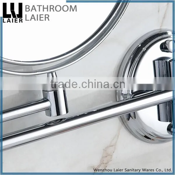 Direct Marketing Factory Round Desgin Brass Chrome Finishing Double Face Bathroom Accessories Wall Mounted Bathroom Mirror photo-3