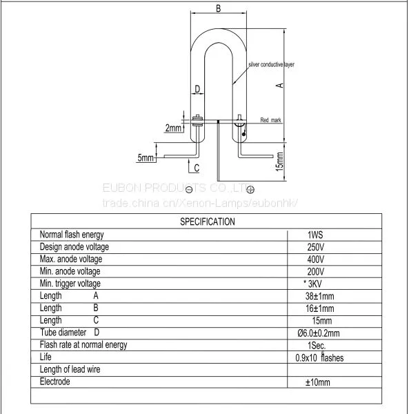 Xenon Flash Tube-U Shape IPL Lampe 1~2W photo-5