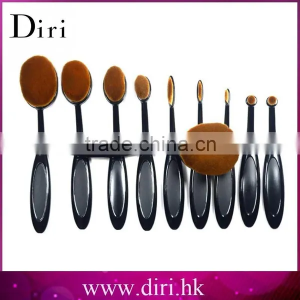 2017 Custom Logo Makeup Brushes Rose Gold Painting Oval Brush Set Tooth Makeup Brush Set 10pcs photo-5