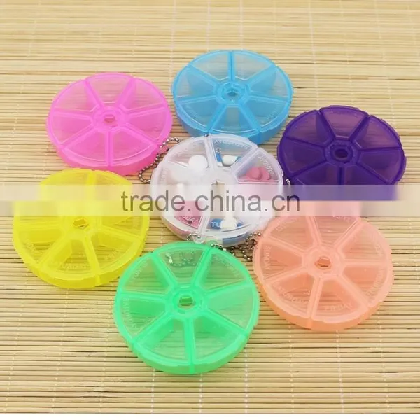 Round Weekly Mini Box _7 Week Pill Box Rotary Cover Kits /PP Plastic Pill Box/Medical Capsule Holder