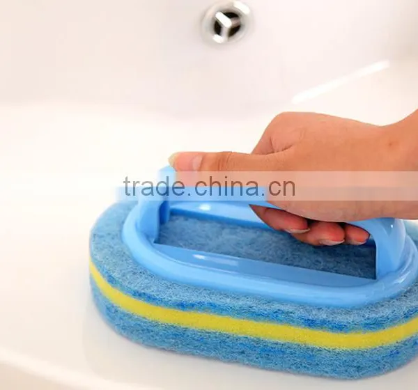 Q049 Plastic Handle Kitchen Cleaning Sponge Bath Brush photo-2