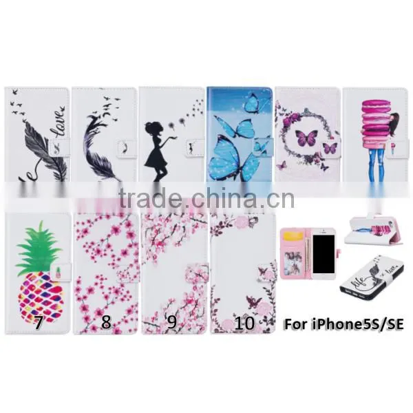 Embossed PU Flip Wallet Leather Phone Case For IPhone 5S SE photo-6