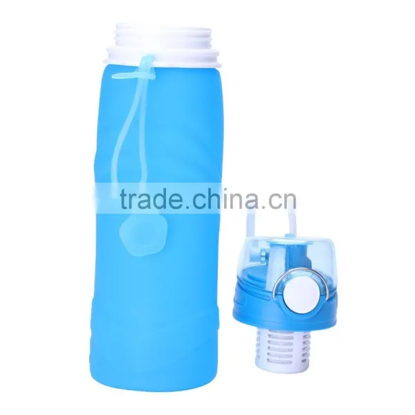 High Quality 700ml BPA Free Silicone Water Bottle Portable,Amazon Best Selling Food Grade Water Bottle Wholseale photo-4