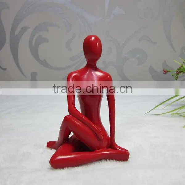 Black Resin Abstract Modern Yoga Lady Sculpture photo-3