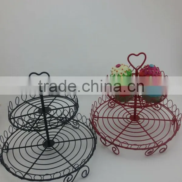 Powder Coated 2-tier Round Shape Wire Cupcake Stand /cupcake Holders photo-3