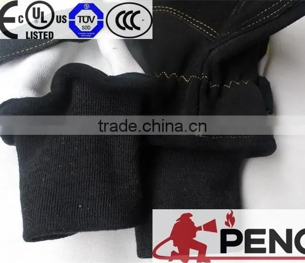 Sheepskin Fire Retardant 3m Reflective Black Cuff Hand Protected Police Cleaner Worker Fireman Gloves photo-3