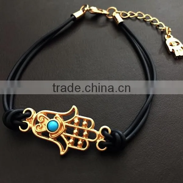 Gold Hamsa Hand Rubber Bracelet photo-6