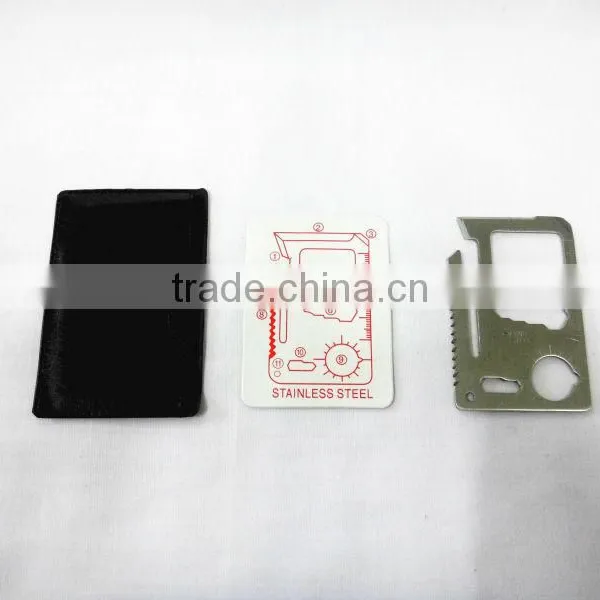 Stainless Steel Army Survival Card Multi Tool With Leather Sheath