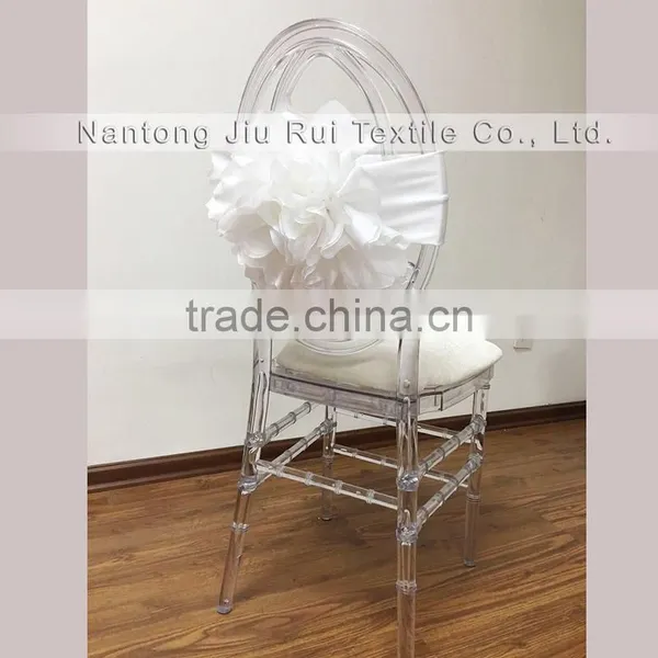 Taffeta Big White Flower Chair Sash For Wedding Luxurious Style High Spandex Double Lycra Bands For Party/Banquet