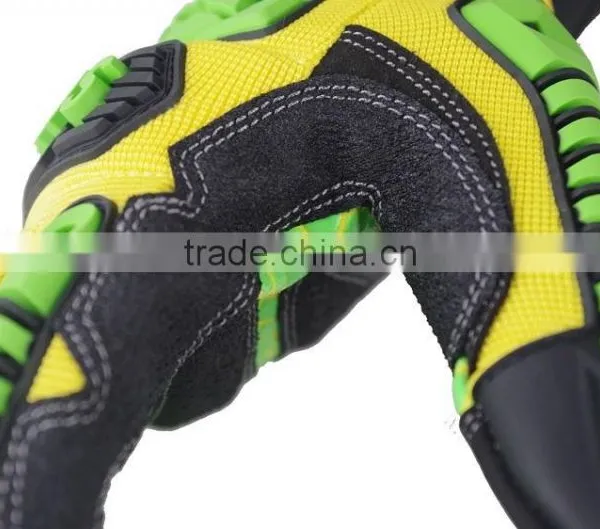 CE EN388 4131 High Visibility Smart Phone Sensitive Gloves Impact Gloves Anti Slip Safety Drilling Shock Absorption Work Gloves photo-3