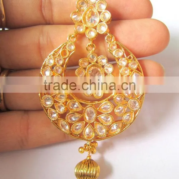 Dangler EARRINGS TIKA Gold Tone EARRINGS photo-2