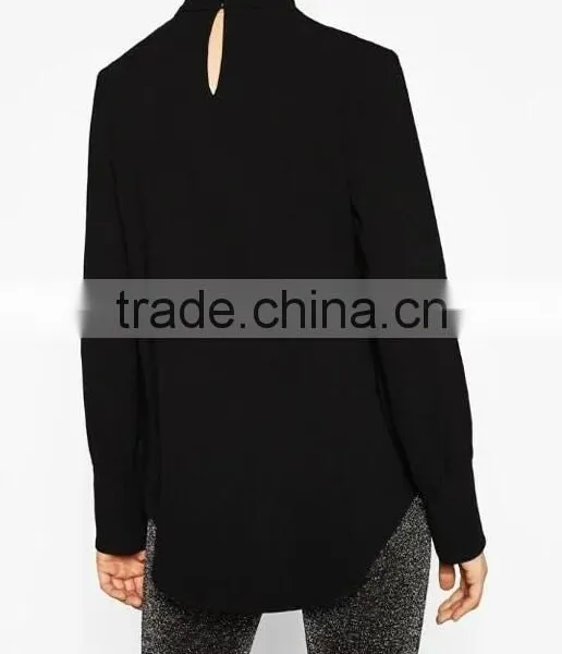Runwaylover EY2376B Ladies 2017 Deep V-Neck Sexy Pure Color Blouse photo-4