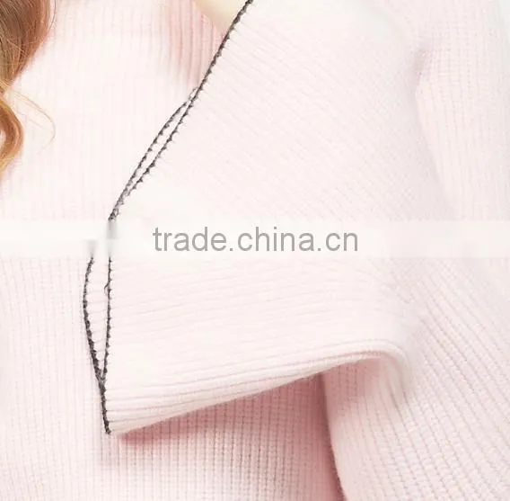 Winter New Fashion Wide Cuff Knitted Crewneck 100% Cotton Sweater With Wholesale Peice photo-5