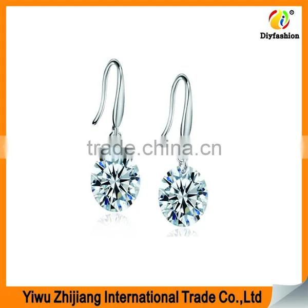 Hot Sell 8mm White Gold Plated Cubic Zricon Stone Earring For Women photo-3