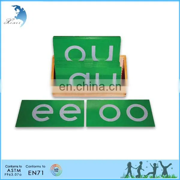 Wholesale Montessori Educational Toys Wooden Box Alphabet Letter Lowercase Sandpaper Double Letters Cursive