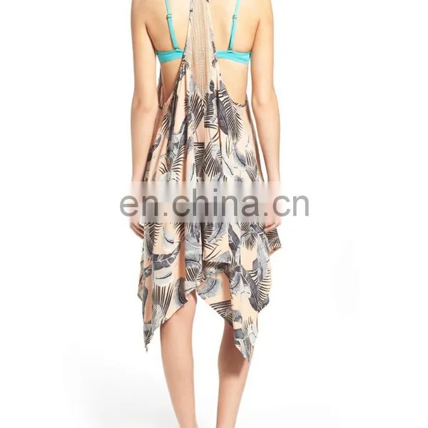 C67 Palm Print Cover-Up Summer Beach Dress photo-3
