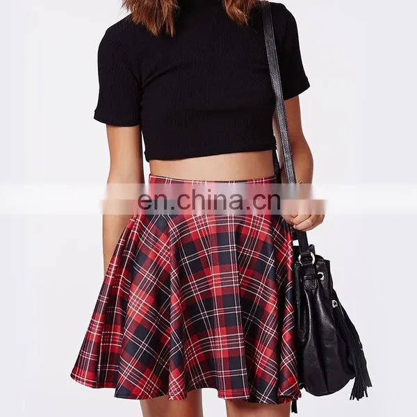 Red and Black Checked Cheer Leading Skirt photo-3