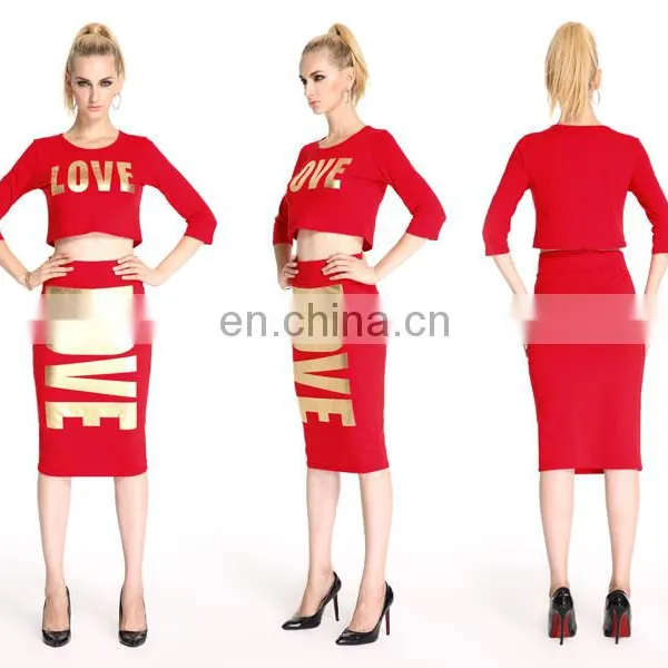 Wholesale Women Casual Summer Short Sleeve Top Skirt Women Two Pieces photo-5