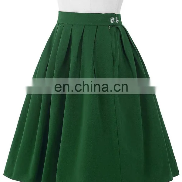 Belle Poque Women Midi Dark Green Retro Vintage Skirts BP000154-4 photo-3