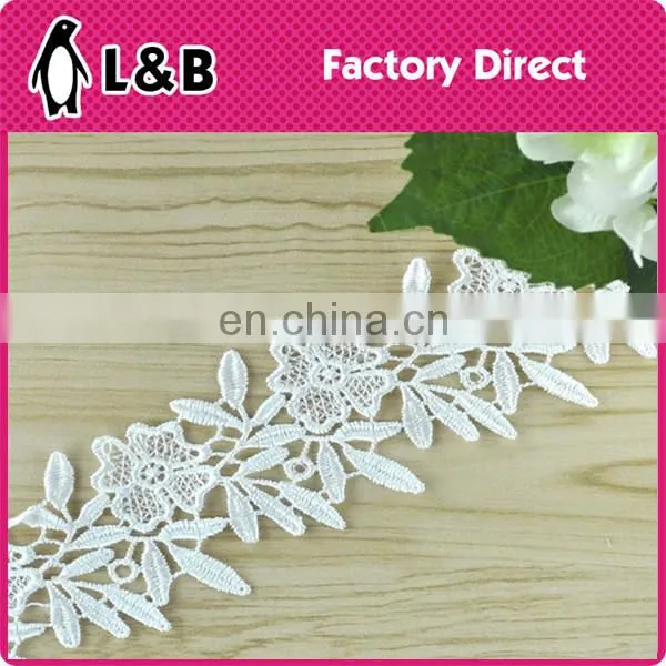 Width 1-3cm White Polyester Embroidery Lace Trim Dyeable photo-2
