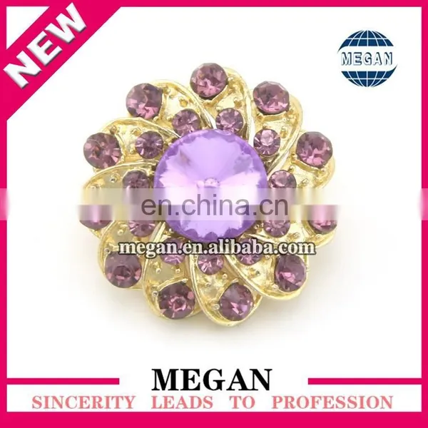 Vintage Golden Metal Colourful Crystal Button for Hair Accessories photo-4