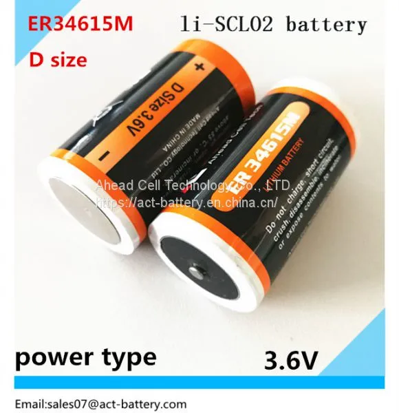 Primary Li-SOCl2 3.6V Lithium ER34615m Battery