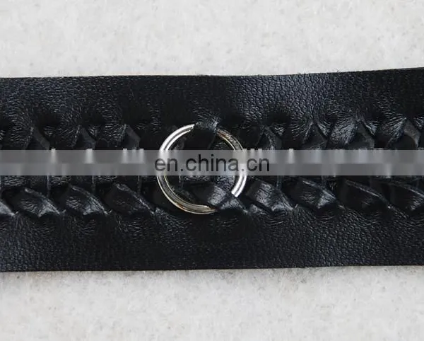 Top Hot Design Fashion Black Braided PU With Metal Eyelet Trim Tape photo-3
