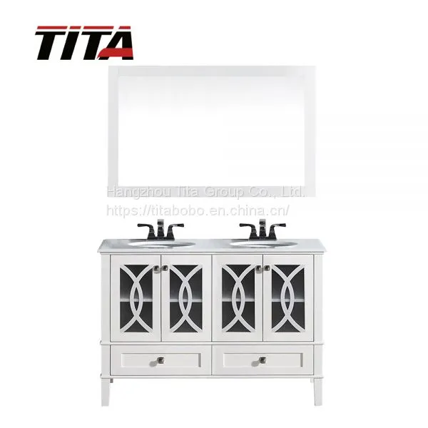 Elegant White Lacquer Solid Wood Bathroom Vanity Cabinet T9313-48WElegant White Lacquer Solid Wood Bathroom Vanity Cabinet T9313-60W/72W