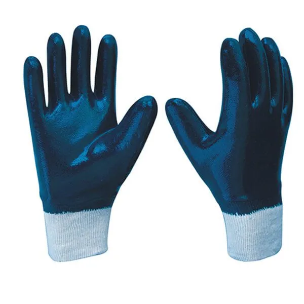 Cotton Jersey Liner Safety Cuff Nitrile Rubber Coated Heavy Duty Gloves photo-5