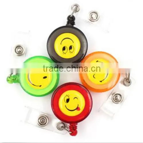 New ID Card Holder 20pcs Reel Retractable Badge Key Tag Clip Name Smiling Face photo-2