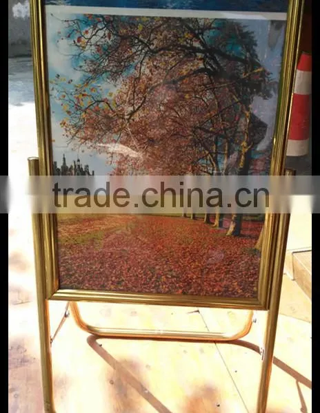Folding Advertising Sign Display Stand- Silver Stainless Steels Floor Stand-Metal Manu Sign Board photo-3