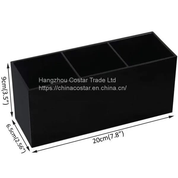 3 Slot Acrylic Cosmetics Brushes Storage Box Clear Makeup Brush Holder Organizer photo-5