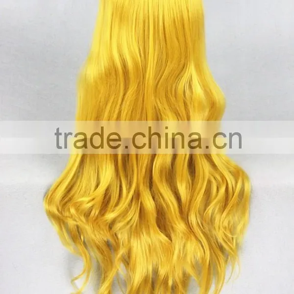High Quality 80cm Long Curly Blonde Synthetic Anime Cosplay Lolita Wig photo-4