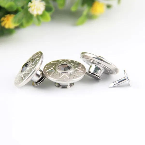 Denim Button Jeans Clothes Engraved Brass and Rivet Jeans Jacket Logo Custom Metal Buttons for Denim Jeans With Diamond photo-3