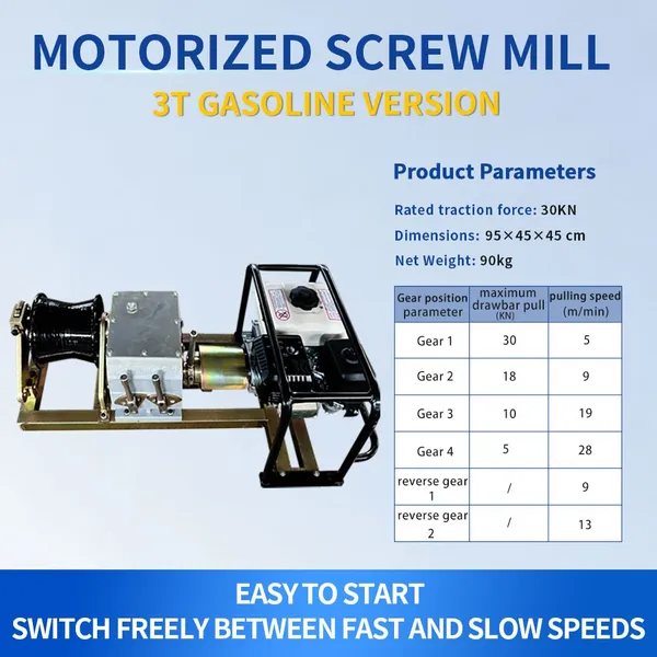 3T Gasoline Motorized Screw Mill - Heavy-Duty Traction Equipment (Factory Direct Sales) photo-3