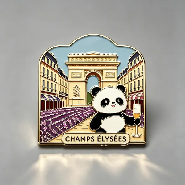Paris France Panda Hard Enamel Lapel Pin Custom Logo Tourist Souvenir Metal Pin photo-5