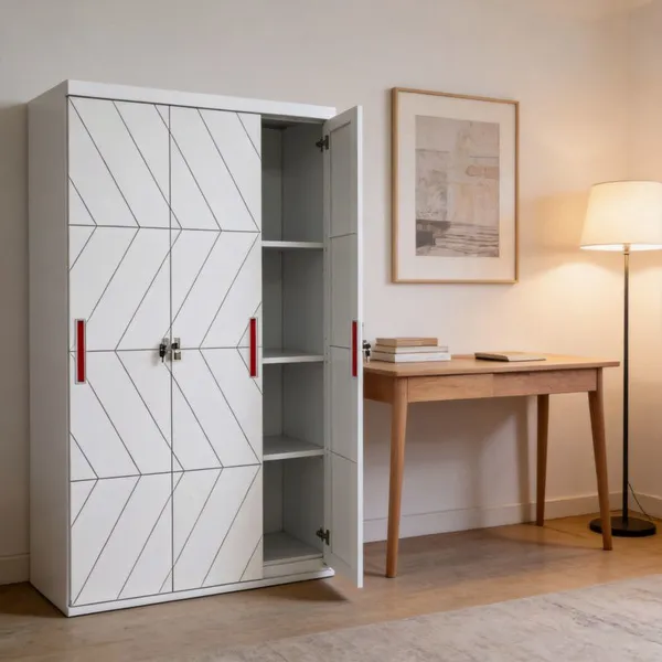 3‑Door 4‑Door Knock‑down UV Print Steel Wardrobe Custom Various Colors With Mirror & Drawers Metal Clothes Storage Cabinet For Export Sale