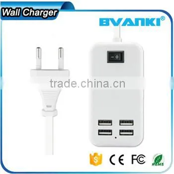 EU US UK Plug Wall 4 USB Charger 15W 3A Portable Travel Power Adapter For Ipad Iphone for Latest 5g Mobile Phone Free Sample Supplier's Choice