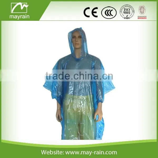 Disposable PE Material Waterproof Rain Poncho With Hood photo-2