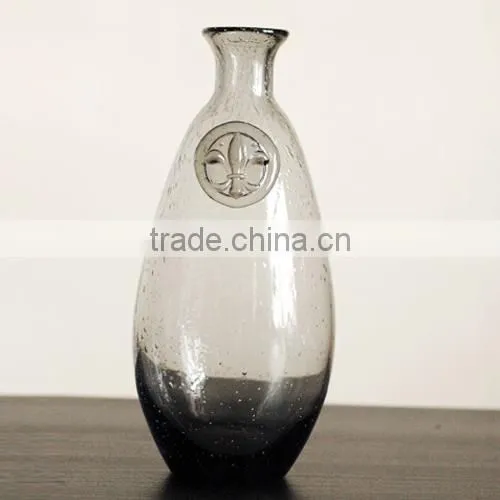 Hand Blown Smoky Grey Color Glass Vase -Home Decor photo-5