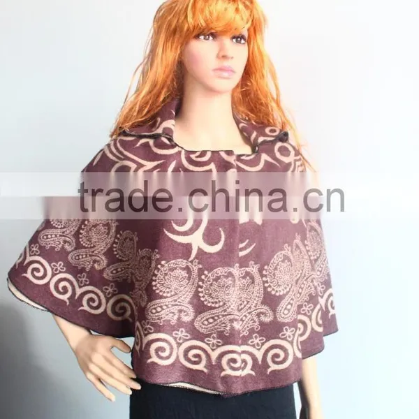 High Quality Fashionable Vintage Cotton Double Jacquard Scarf Shawl Cape