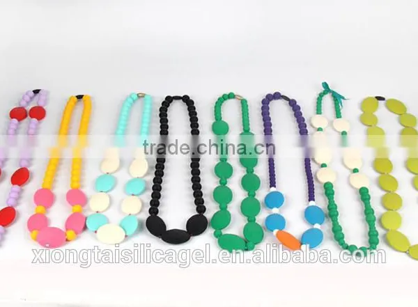 Silicone Chewable Necklace Wholesale/Food-safe Baby Enjoy Bead Necklace photo-3