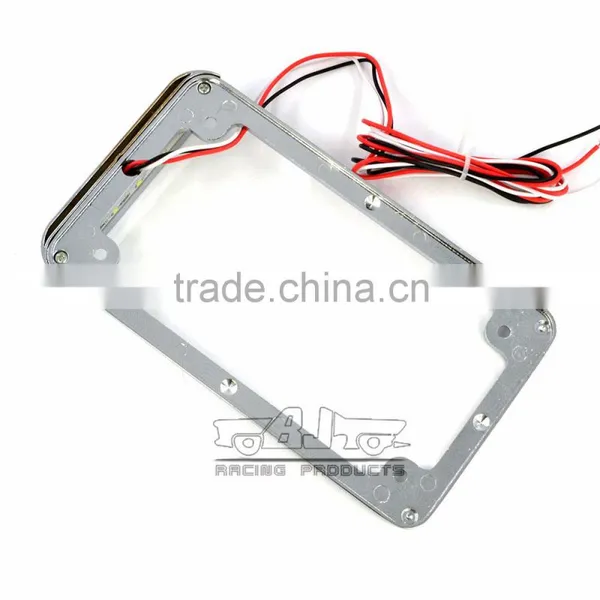 BJ-LPL294-002 Highly Recommended Chrome Motorcycle 4'' X 7'' Tail Light LED License Plate Frame For Harley photo-4