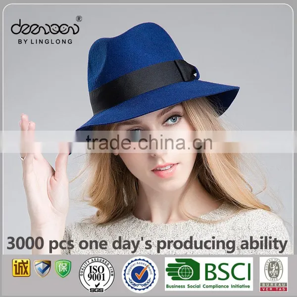 Custom Wide Brim Wool Felt Hat Wholesale Women Men Fedora Hat photo-4