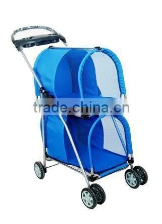 Blue Double Deck Pet Stroller photo-2