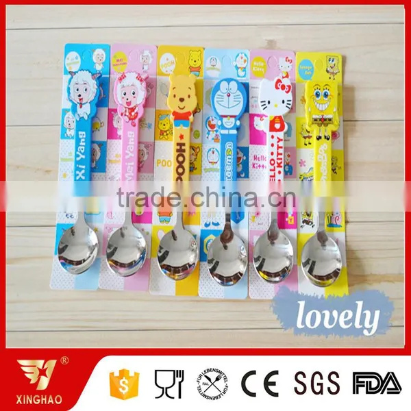 Hot Sale Stainless Steel Kids Spoon With Lovely Plastic Cartoon Pattern Handle photo-2