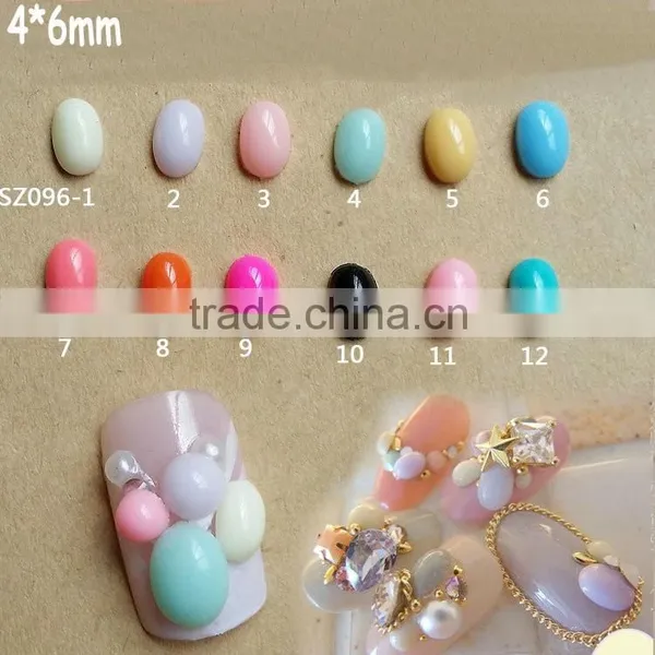 2015 New 4*6mm Candy Color Resin Beads Nail Flat Back Rhinestones Beautiful Resin Stone for Nails 3d Nail Art Decoration
