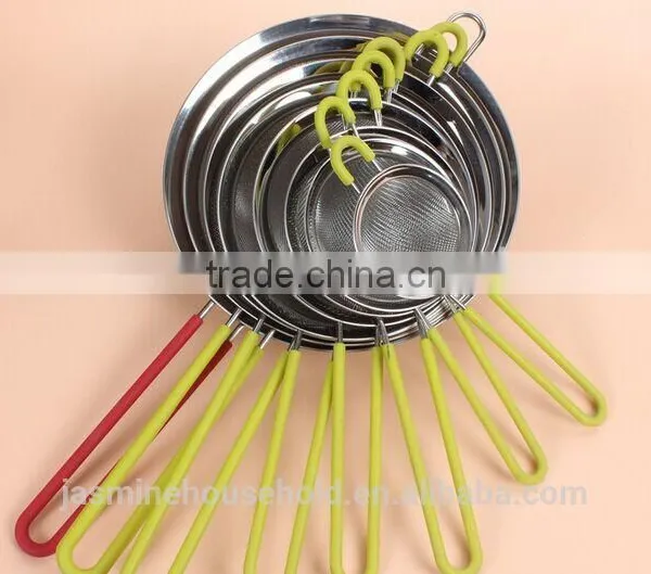 Hot Sale Food Grade Stainless Steel Mesh Strainer With Silicone Handle and Ear