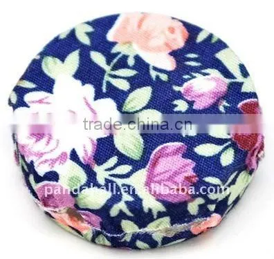 Woven Cloth Woven Beads, Acrylic With Cloth, Blue, Flat Round, 33x11mm, Hole: 3mm.(WOVE-R002-16)
